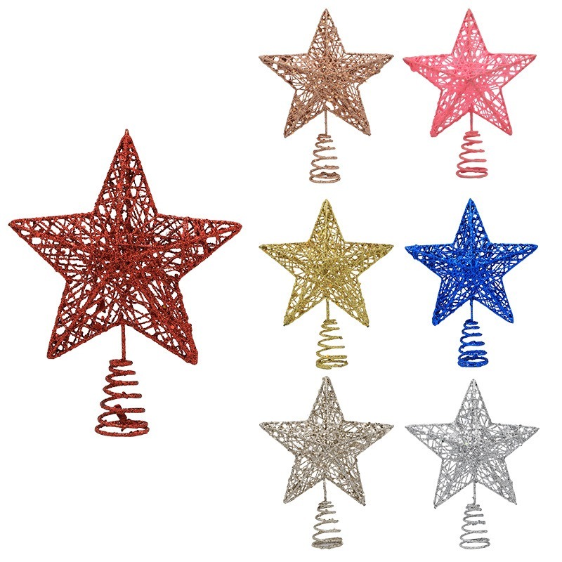 Star Tree Topper - Glitzernder Weihnachtsbaumspitzenstern aus Eisen, Gold, Silber,