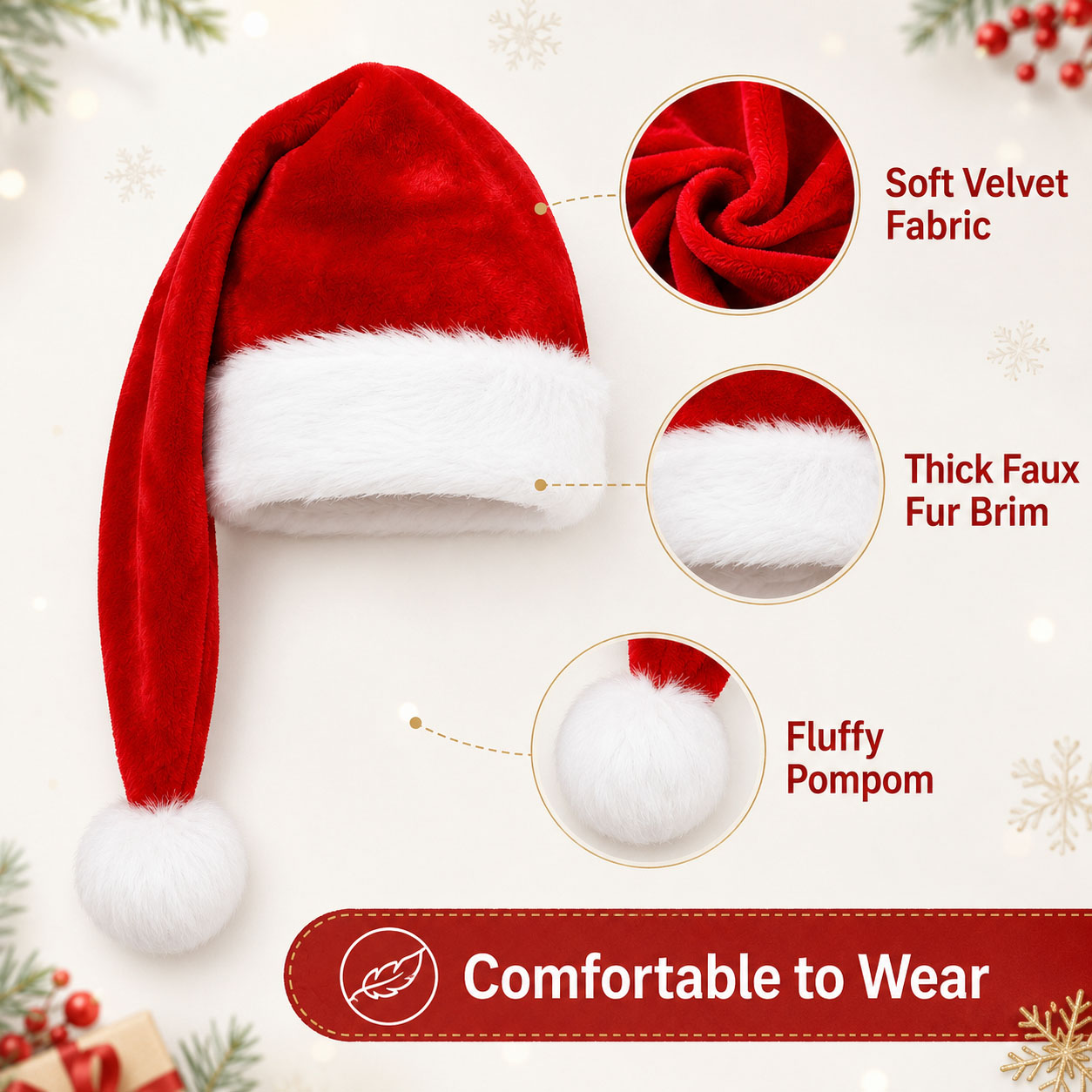 Flauschige rote Weihnachtsmann – Santa Hat Plush Bewertung und Preis